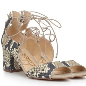 Sam Edelman Serene Snake Print Block Chunky Heels Sandals Size: 9